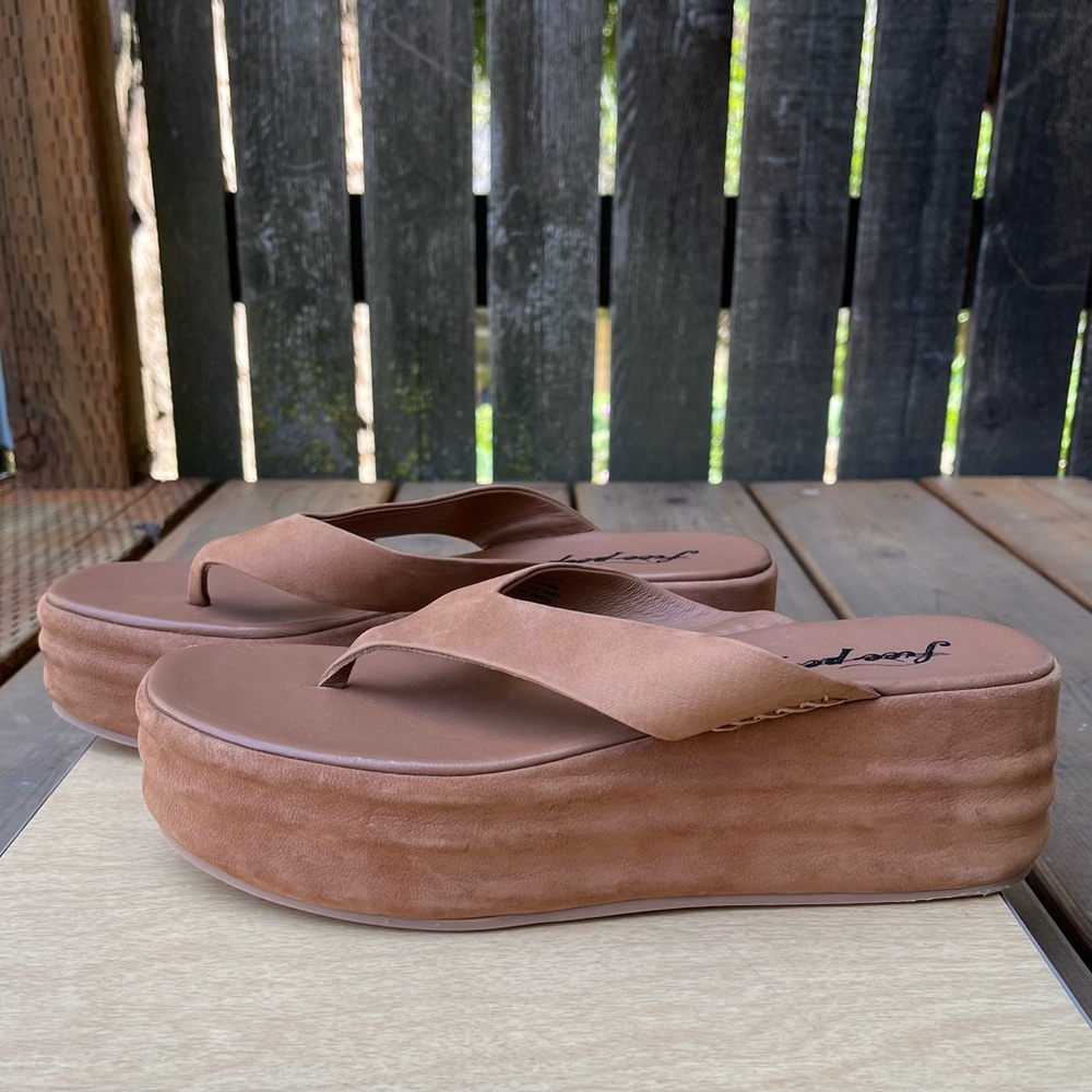 Free People Haven Thong Flatform Flip Flop Sandals in Tan Sz 39 EU